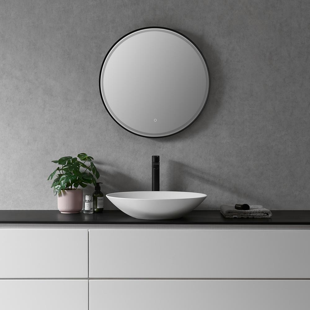 Framed in Matt Black Modern Bathroom/Vanity LED Lighted Wall Mirror