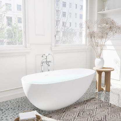 67" x 34" Solid Surface Soaking Bathtub and Integrated Overflow