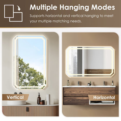 48x30" Octogan Frameless Modern LED Bathroom Vanity Mirror