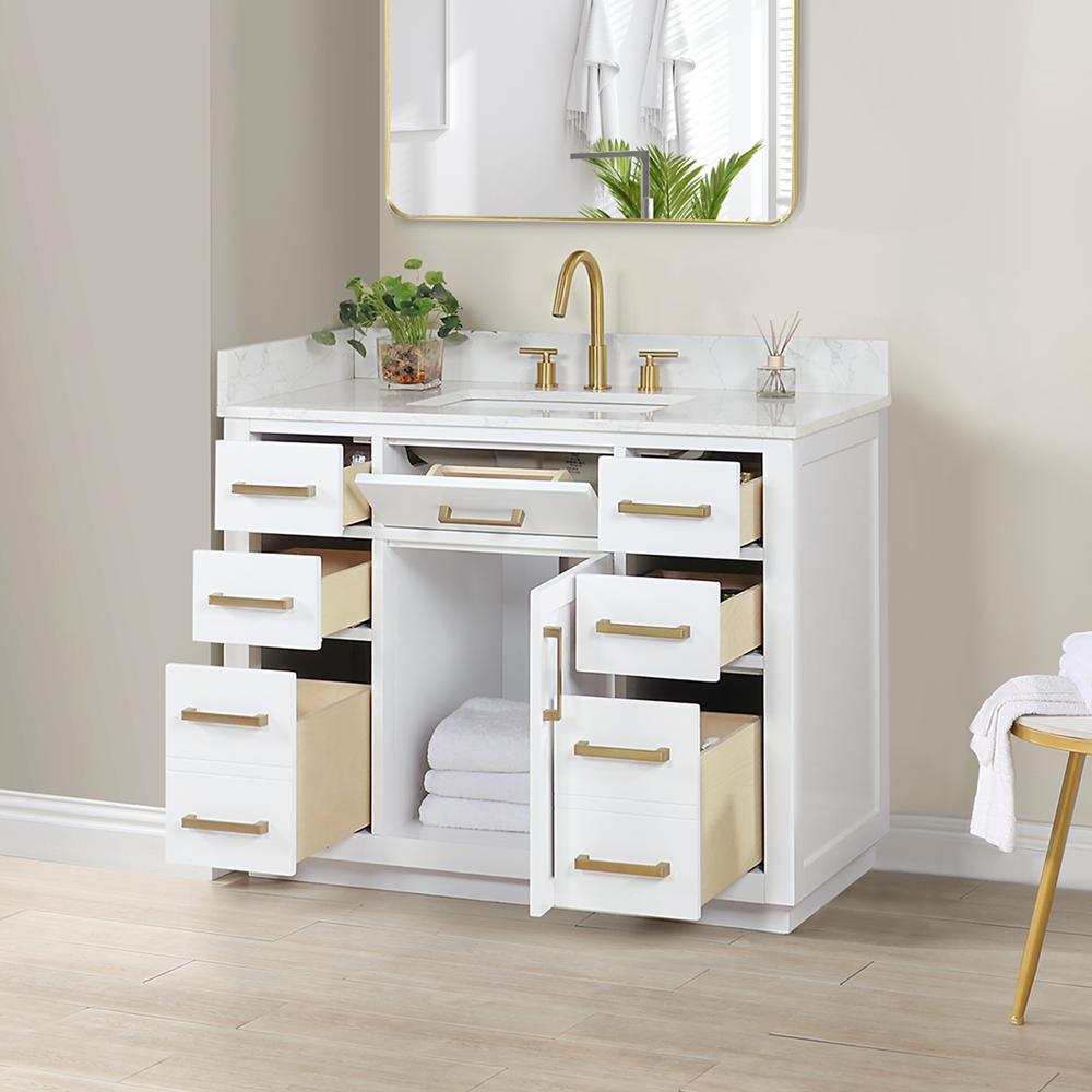 42" Single Bathroom Vanity in White without Mirror