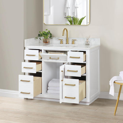 42" Single Bathroom Vanity in White without Mirror