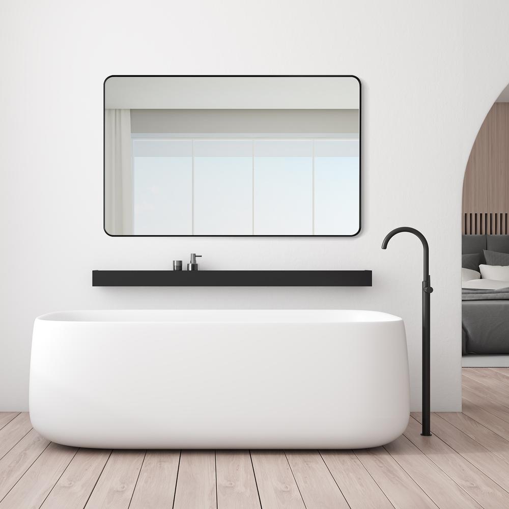 Nettuno 48" Rectangle Bathroom/Vanity Matt Black Aluminum Framed Wall Mirror