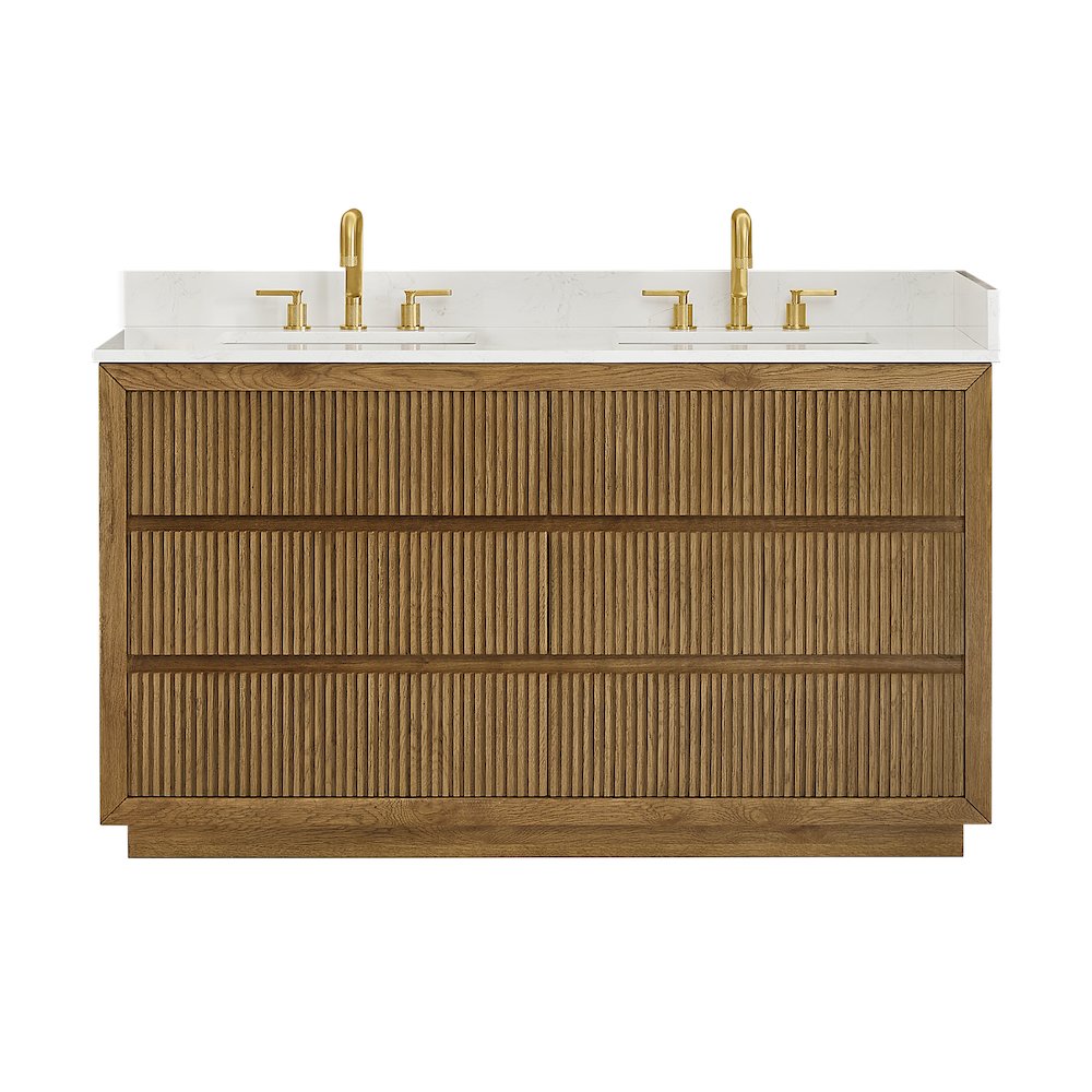Navan 60" Double Bathroom Vanity in Weathered Brown