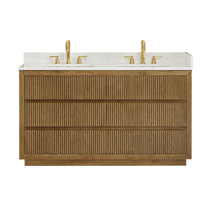 Navan 60" Double Bathroom Vanity in Weathered Brown