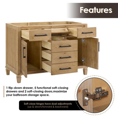 Single Bathroom Vanity in Weathered Fir with Stone Countertop with Mirror