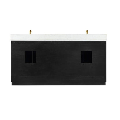72" Double Bathroom Vanity Set in Black Oak with Mirror