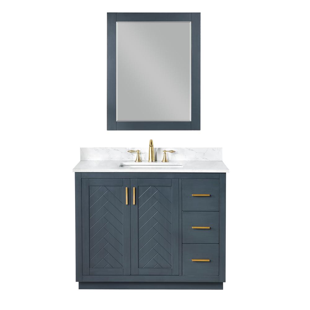 42" Single Bathroom Vanity Set in Classic Blue with Mirror
