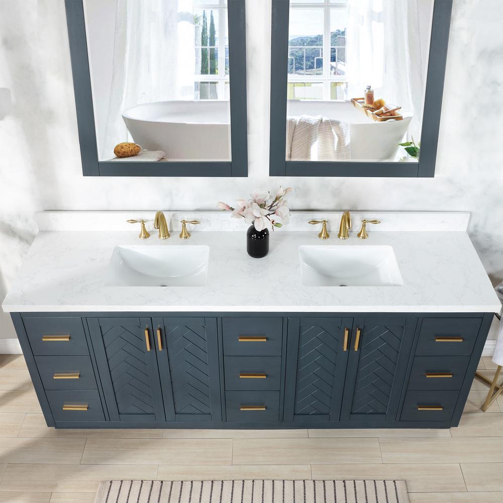 84" Double Bathroom Vanity Set in Classic Blue without Mirror