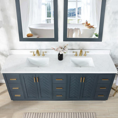 84" Double Bathroom Vanity Set in Classic Blue without Mirror