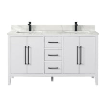 Double Bathroom Vanity in White with Stone Countertop without Mirror