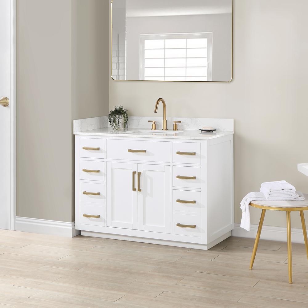 48" Single Bathroom Vanity in White without Mirror