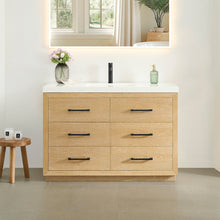 48" Single Bathroom Vanity in White Oak with White Artificial Drop-in Sink