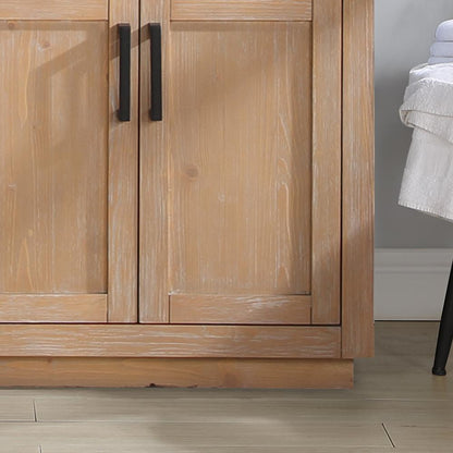 72" Double Bathroom Vanity in Light Brown with Mirror