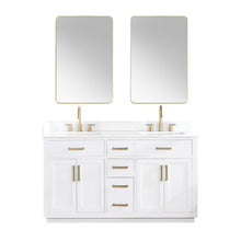 60" Double Bathroom Vanity in White with Mirror