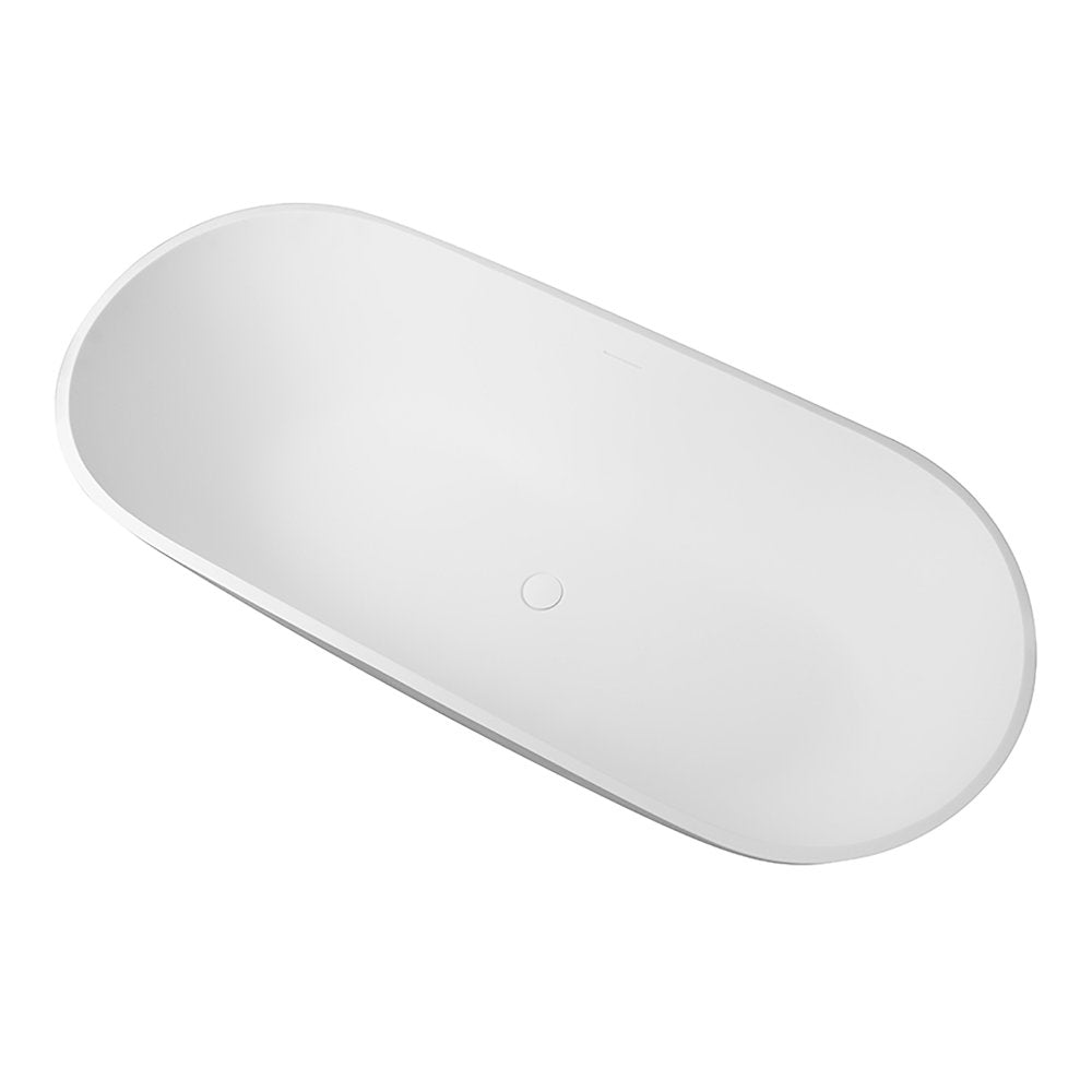 59" x 30" Solid Surface Soaking Bathtub and Integrated Overflow