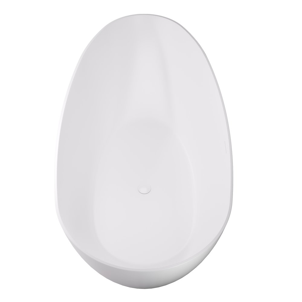 59" x 31" Solid Surface Soaking Bathtub and Integrated Overflow