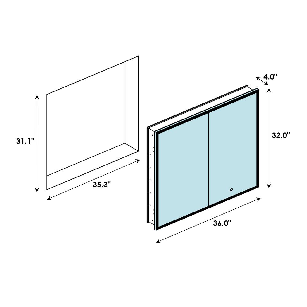 Frameless Surface-Mount/Recessed LED Lighted Bathroom Medicine Cabinet