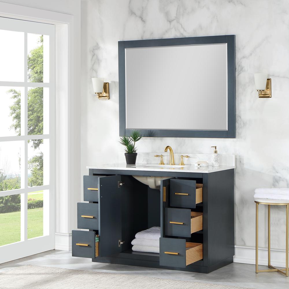 48" Single Bathroom Vanity Set in Classic Blue with Mirror