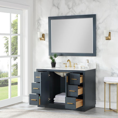 48" Single Bathroom Vanity Set in Classic Blue with Mirror