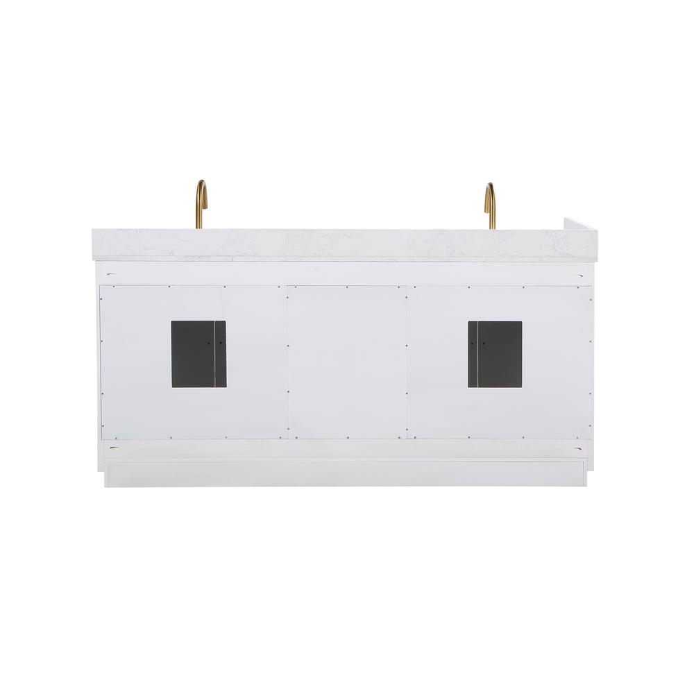 72" Double Bathroom Vanity in White without Mirror