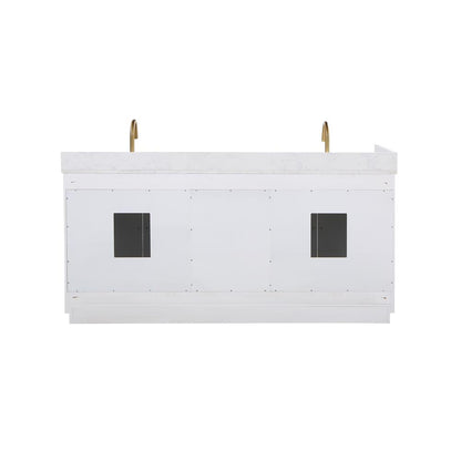 72" Double Bathroom Vanity in White without Mirror