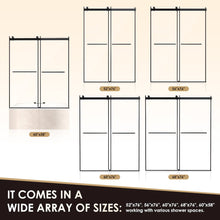 Frameless Exposed Roller Tub Door in Matte Black with Clear Glass