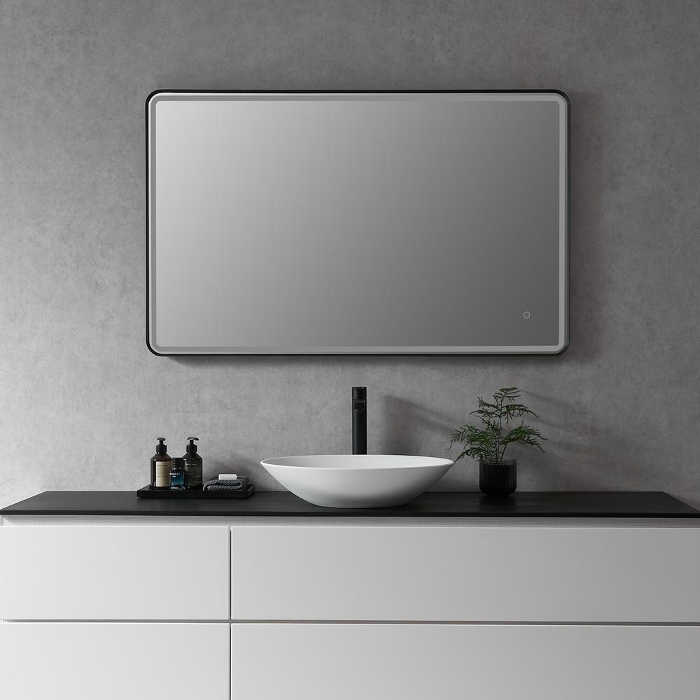 Framed in Matt Black Modern Bathroom/Vanity LED Lighted Wall Mirror