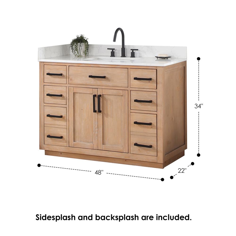 48" Single Bathroom Vanity in Light Brown with Mirror