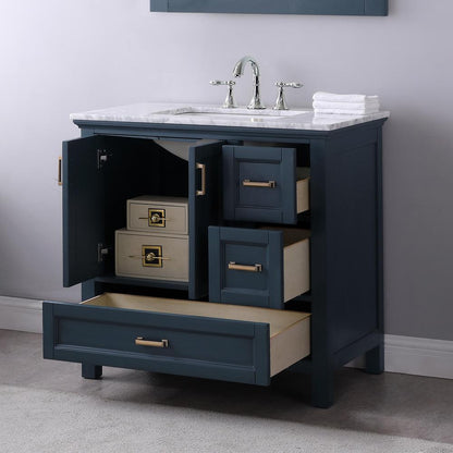 36" Single Bathroom Vanity Set in Classic Blue with Mirror