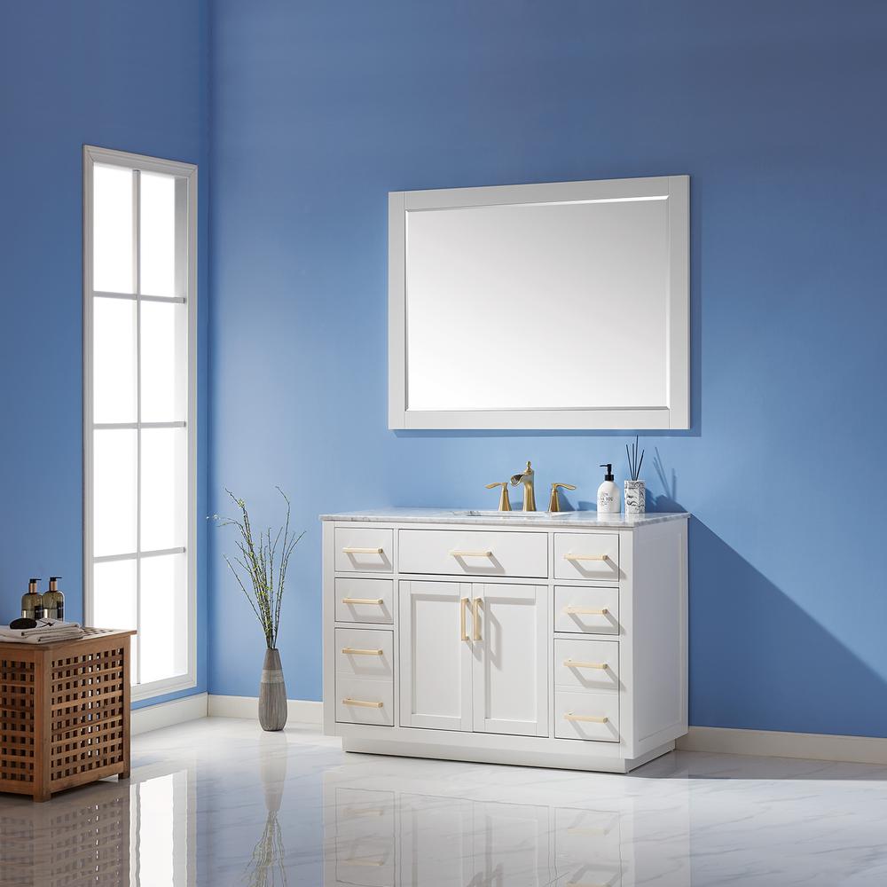 48" Single Bathroom Vanity Set in White with Mirror