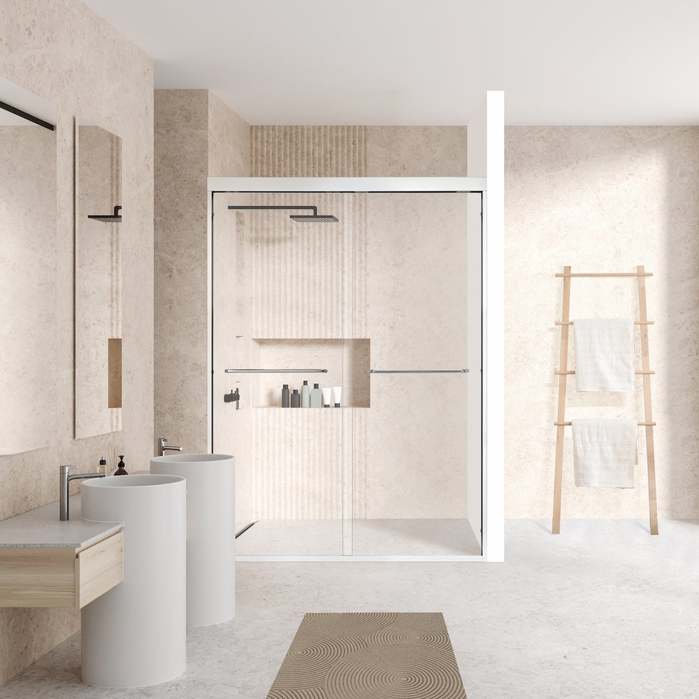 Framed Shower Door in Polished Chrome with Clear Glass