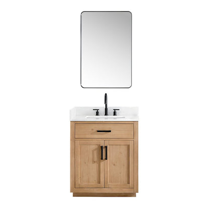30" Single Bathroom Vanity in Light Brown with Grain White