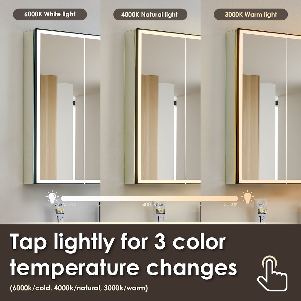 36"x32" Rectangular Bathroom Black Aluminum Mirror Medicine Cabinet