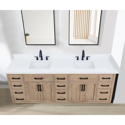 Caorle 84. in Engineered Stone Vanity Top in Snow White with White Sink