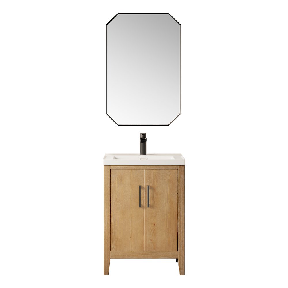 24" Single Bathroom Vanity in with White Ceramic Intergated Sink with Mirror