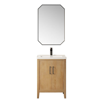 24" Single Bathroom Vanity in with White Ceramic Intergated Sink with Mirror