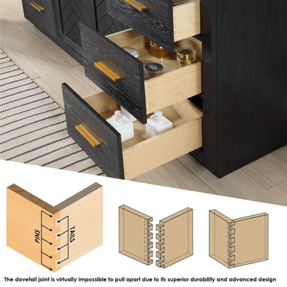 42" Single Bathroom Vanity Set in Black Oak with Mirror