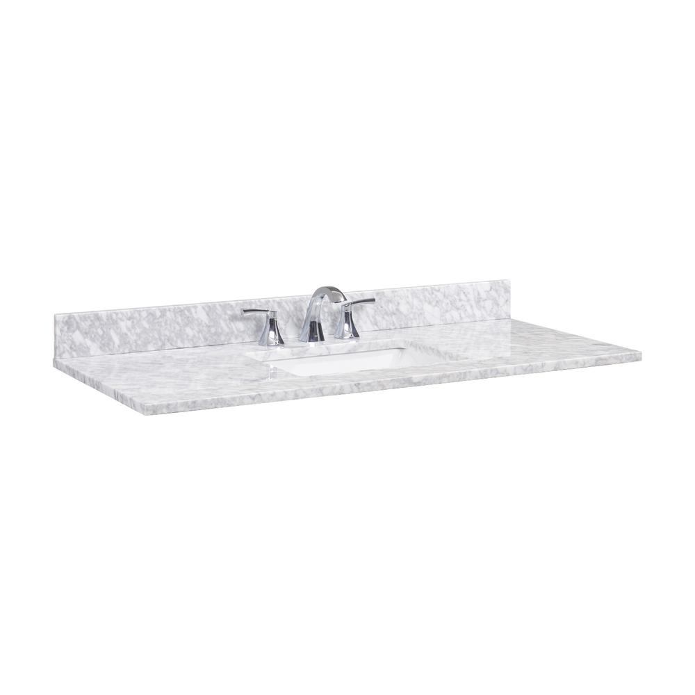 49 in. Natural Marble Vanity Top with White Sink