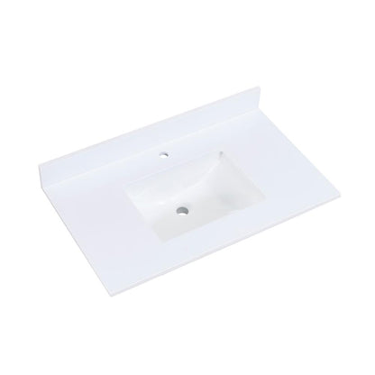 37 in. Composite Stone Vanity Top in Snow White with White Sink