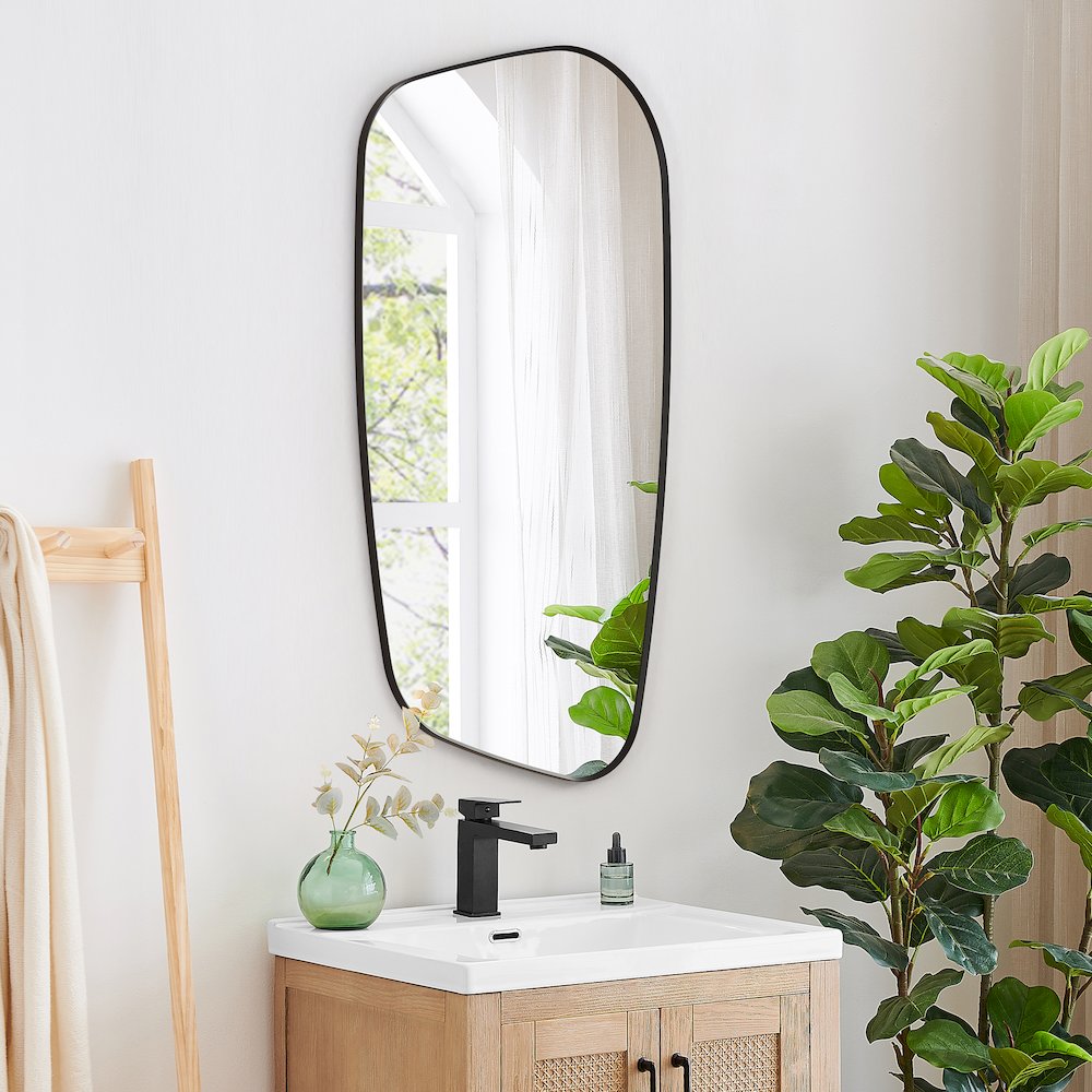 26"x48" Novelty Aluminum Framed in Matte Black Modern Bathroom Wall Mirror