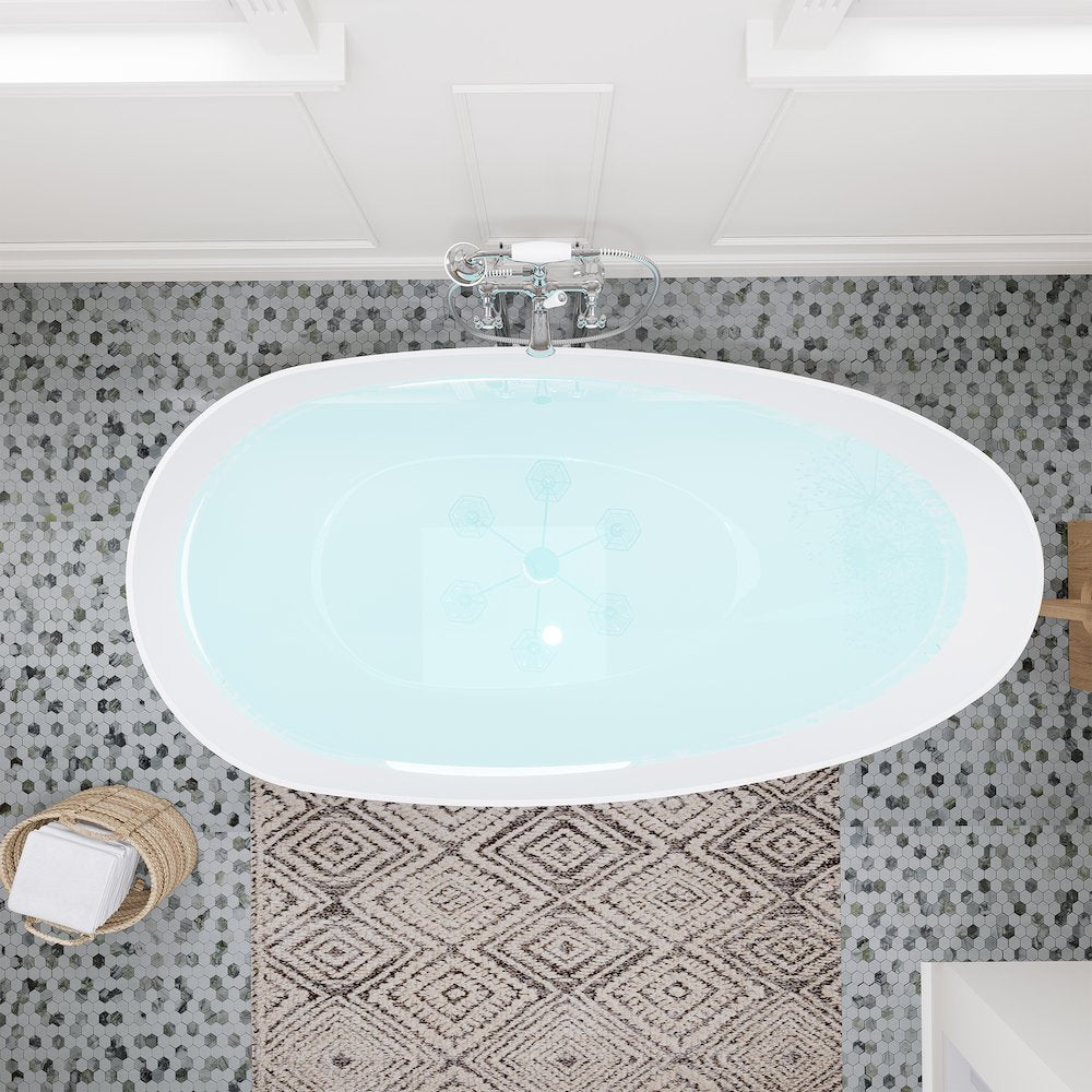 67" x 34" Solid Surface Soaking Bathtub and Integrated Overflow