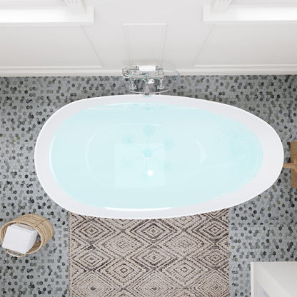 67" x 34" Solid Surface Soaking Bathtub and Integrated Overflow