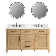 Double Bathroom Vanity in Weathered Fir with Stone Countertop with Mirror