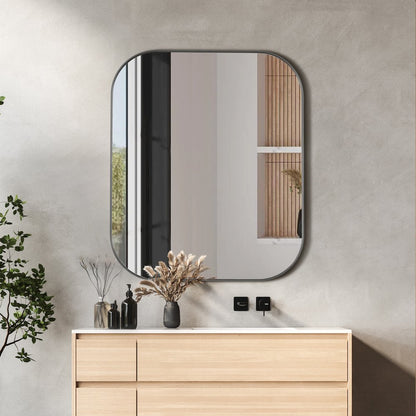 36x30" Rectangular Aluminum Framed in Gunmetal Modern Bathroom Wall Mirror