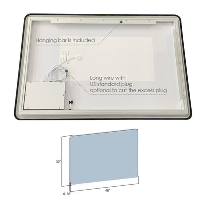 Framed in Matt Black Modern Bathroom/Vanity LED Lighted Wall Mirror