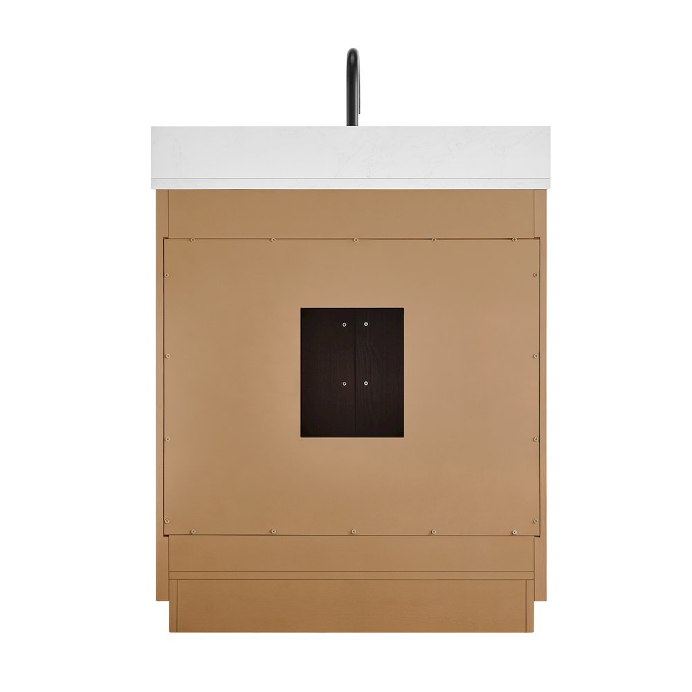 30" Single Bathroom Vanity in Light Brown with Grain White