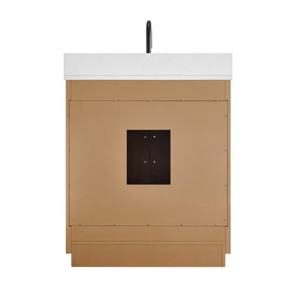 30" Single Bathroom Vanity in Light Brown with Grain White