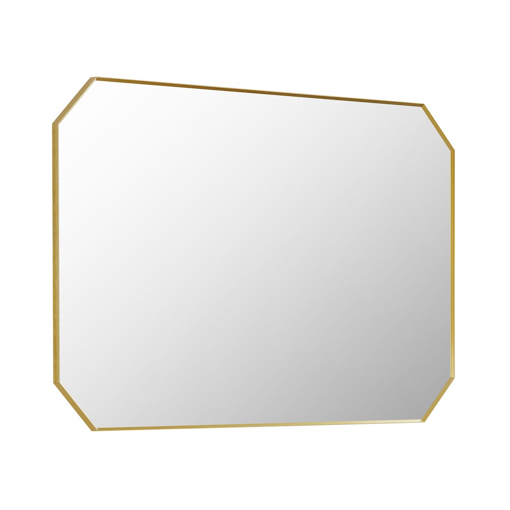 48"x30" Octagon Aluminum Framed in Brushed Gold Modern Bathroom Wall Mirror