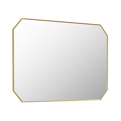 48"x30" Octagon Aluminum Framed in Brushed Gold Modern Bathroom Wall Mirror