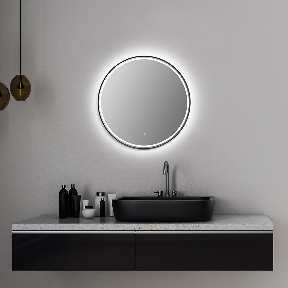 Framed in Matt Black Modern Bathroom/Vanity LED Lighted Wall Mirror